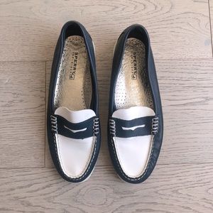 Sperry TopSider Shoe Boat Loafer Leather Blue Whit